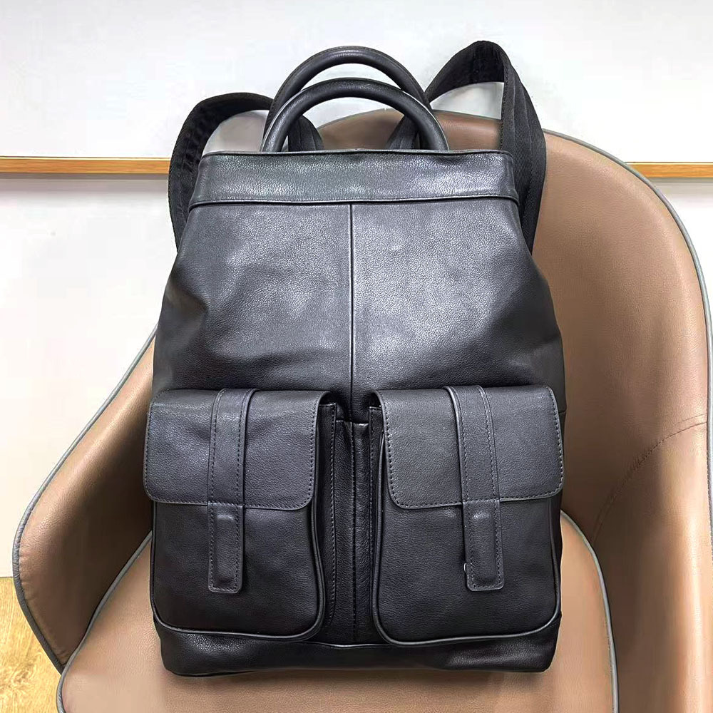 Large Backpack, Simple Casual Top Layer Cowhide Backpack, Business Travel Computer Backpack_voghion.com