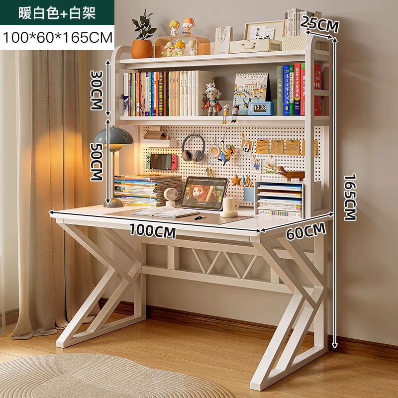 Escritorio de madera maciza, estantería, escritorio de computadora con tablero de agujeros, escritorio de dormitorio doméstico, escritorio de escritura para estudiantes