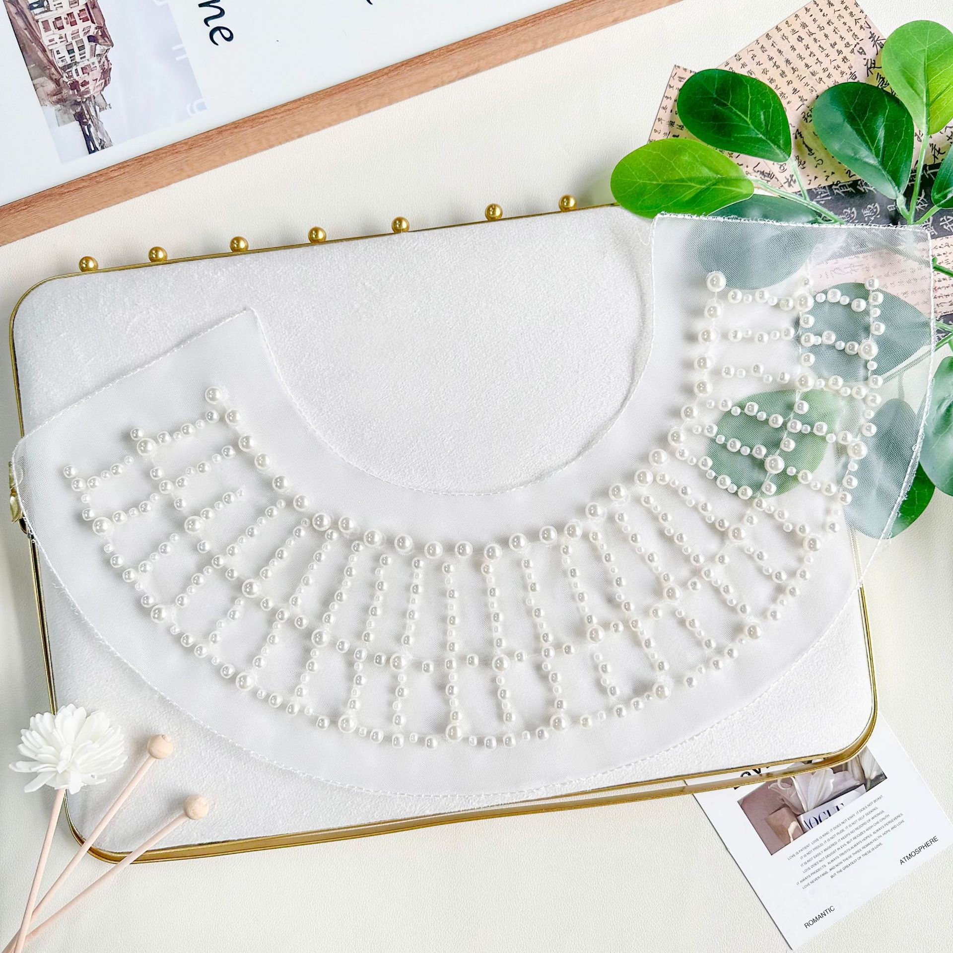 Decoración de cuello de malla de perla damas blancos cuello colgante ropa de chalDIY Hangzhou accesorios vestido accesorios de boda