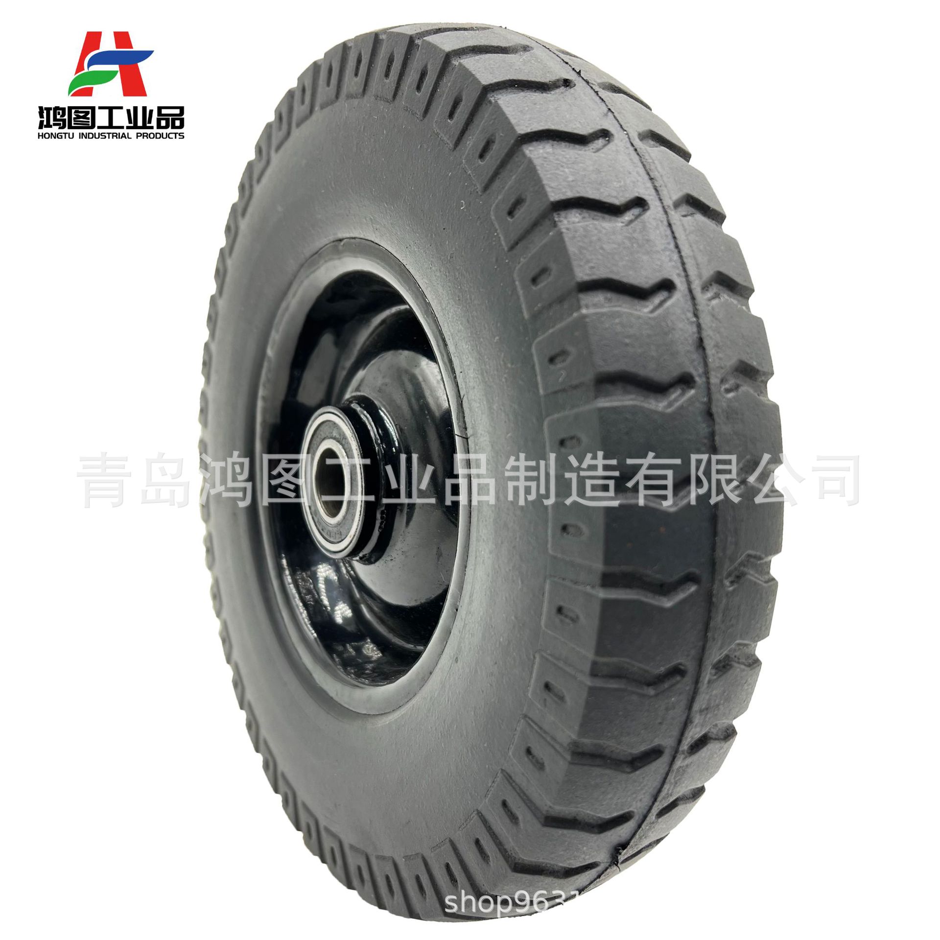 8-9寸羊角花胶粉实心轮千斤顶 (2)