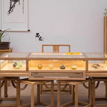 榆木展示柜新中式珠宝柜台首饰文玩玻璃展台桌玉器货柜商场中岛柜