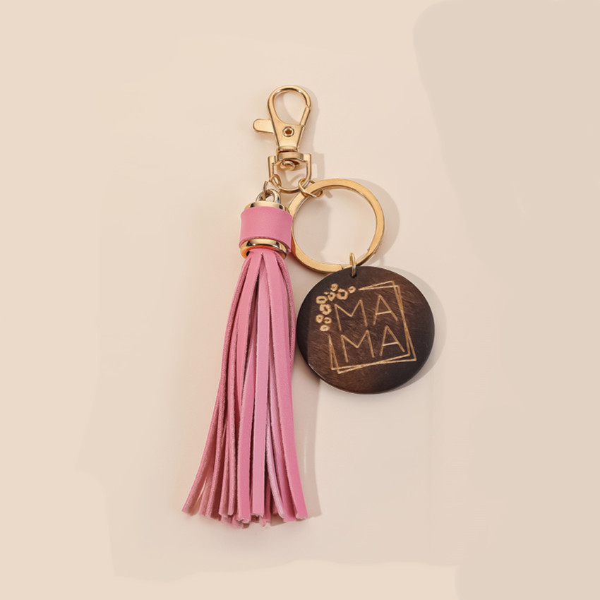 17g Weight Keychain Classification 1 Piece Quantity Casual, Holiday, Daily Occasion Pu Leather Material Mother'S Day Festival Letter, Tassel Pattern Unisex Gender Modern Style Style Modern Style Letter Tassel Pu Leather Mother'S Day Unisex Keychain 8