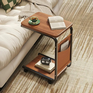 Removable Sofa Side Table Household Living Room Simple Small Coffee Table Bedroom Mini Floor Pulley Bedside Table Storage Rack