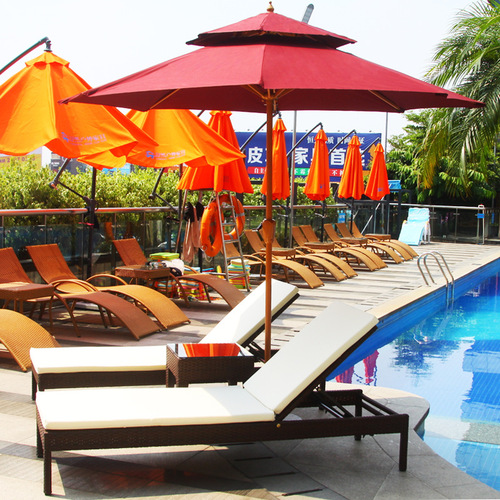 Outdoor lounge chair, beach villa, swimming pool, leisure beach chair, lounging bed, vacation hotel, balcony, leisure wicker lounge chair