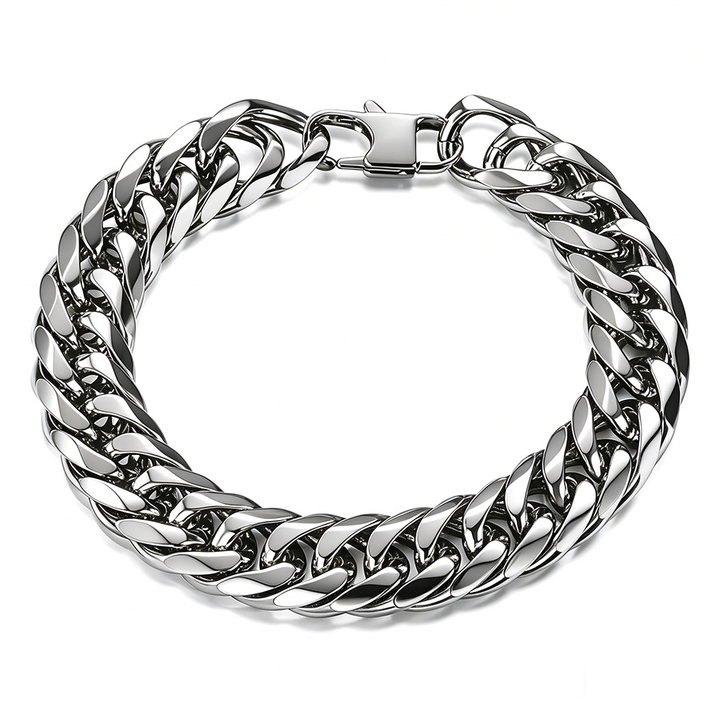 2025 k-estilo de tendencia creativa personalizada, collar de acero inoxidable y titanio, pulsera, cadena para hombres, hebilla cuadrada, cadena cubana para hombres