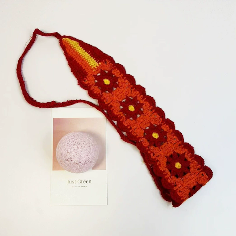 Этническая Crochet повязка на голову, тканое украшение для волос, регулируемая, яркий бохо-стиль