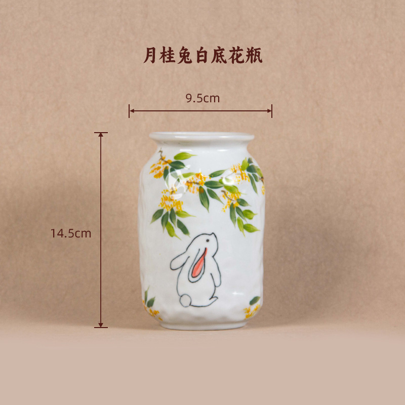 景德镇油画花瓶手工陶艺干花装饰电视柜摆件酒柜电视柜陶瓷小花器|undefined