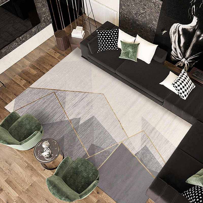 Foshan ligera alfombra de viento de lujo sala de estar dormitorio alfombra de seda gruesa Geométrica Wilton fábrica de alfombras tejidas