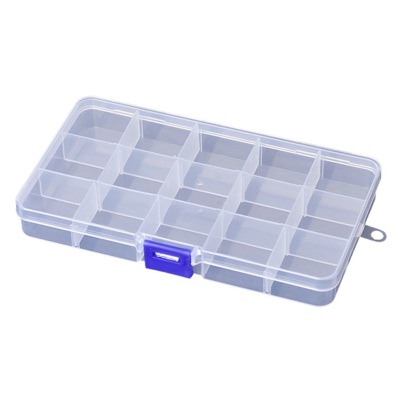 En stock PP caja de almacenamiento de plástico transparente accesorios de joyería herramienta caja de embalaje 81015-compartimento desmontable caja de uñas