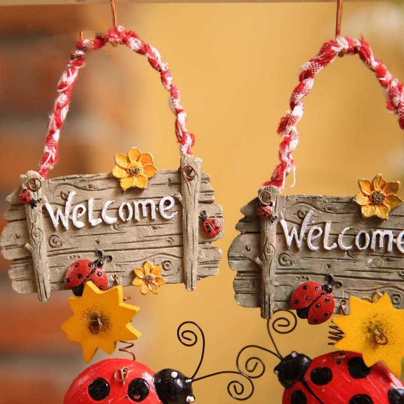 Resin hanging home decoration insect ladybug welcome tagpicture5