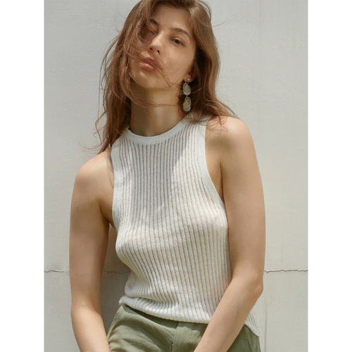 Cross-border knitted vest Europe and America  summer sexy hotties hollow vest slim fit sleeveless knitted top