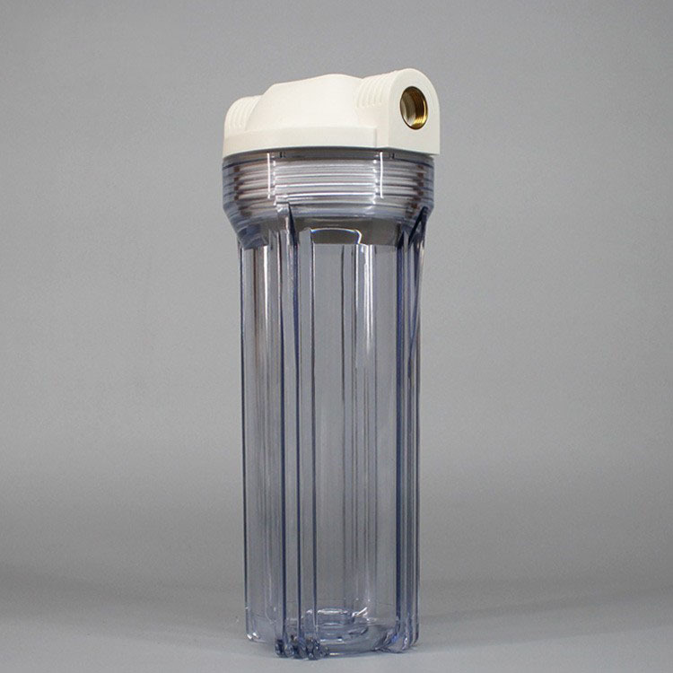 Botella de cobre del filtro del diente de 10 pulgadas 4-minute 6-minute con el barril del filtro de la válvula de escape del alivio de presión COMO botella transparente espesada del filtro con la hebilla interna