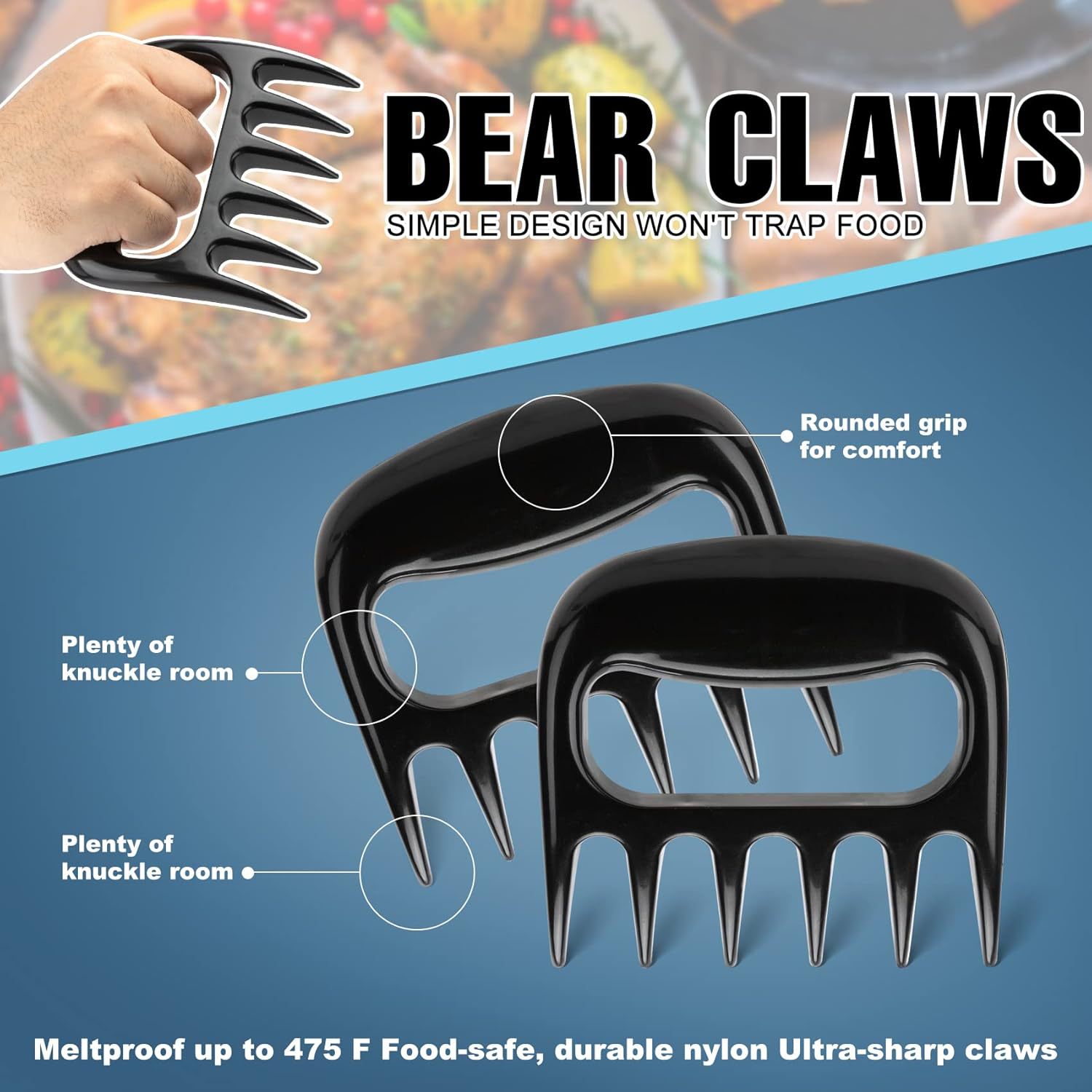 Venta caliente de Amazon, raspador de carne de garra de oso sólido, divisor de barbacoa, aislamiento térmico, anti-escaldado, pata de oso, carne rasgada, punto