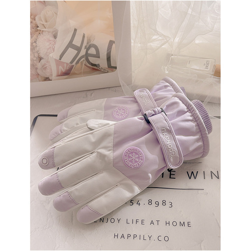 Ski gloves for women in the winter season thick riding electric motorcycle plus velvet for playing in the snow men's touch screen outdoor cotton to keep warm and prevent cold