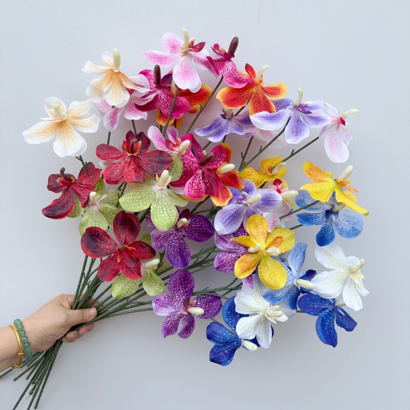 New 3-Headed Bandai Orchid, Artificial Flowers for Wedding Hall Decoration, Wholesale from Foreign Trade Artificial Flower Manufacturer