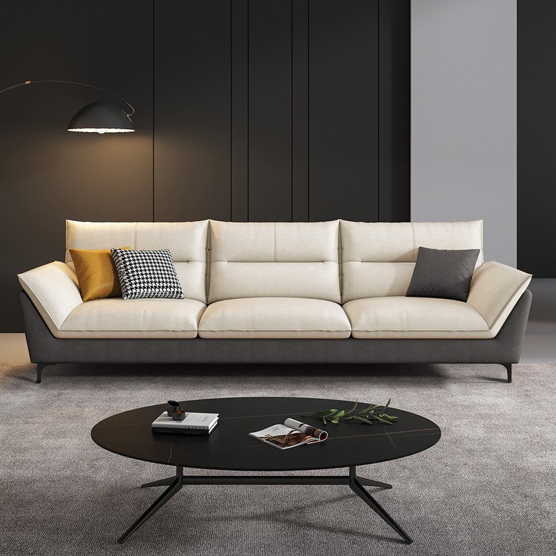 Nordic Technology Cloth Sofa Living Room Small Apartment Modern Simple Fabric New Three-Seat Home Straight Wooden Sofa