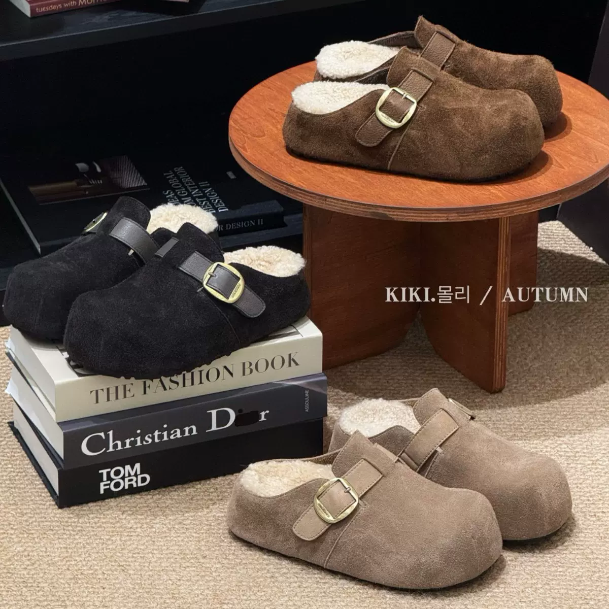 mollykiki 厚底羊羔毛勃肯鞋女2025秋冬新款休闲百搭保暖防滑拖鞋