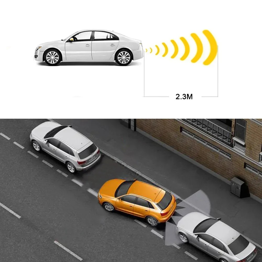 Car buzzer with built-in reversing radar assistance can be paired with a rearview camera system, featuring 4 rear sensors, directly supplied by the manufacturer