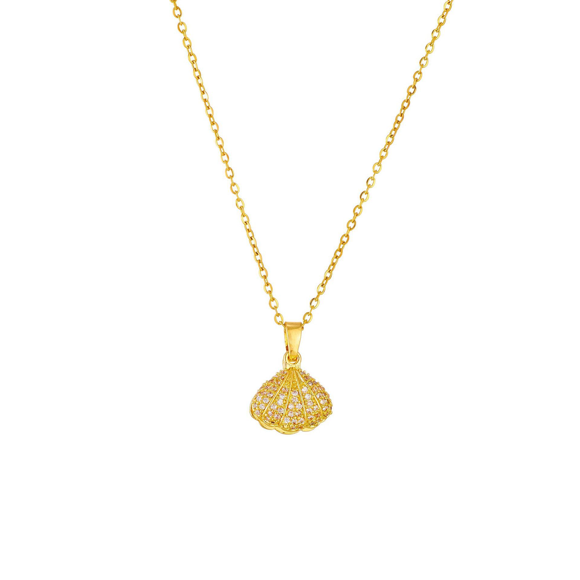 Hochwertige Perlenkette mit Jakobsmuschel-Muschel für Damen, einfache Schlüsselbeinkette, leichter Luxus, vielseitiger und personalisierter Anhängerschmuck_voghion.com