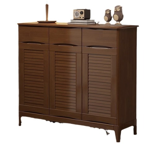 Nordic solid wood three-door shoe cabinet home entrance entrance cabinet modern minimalist living room large capacity storage cabinet