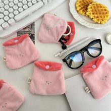 甜美草莓布丁零钱包卡通可爱迷你毛绒便携耳机证件随身收纳小卡包