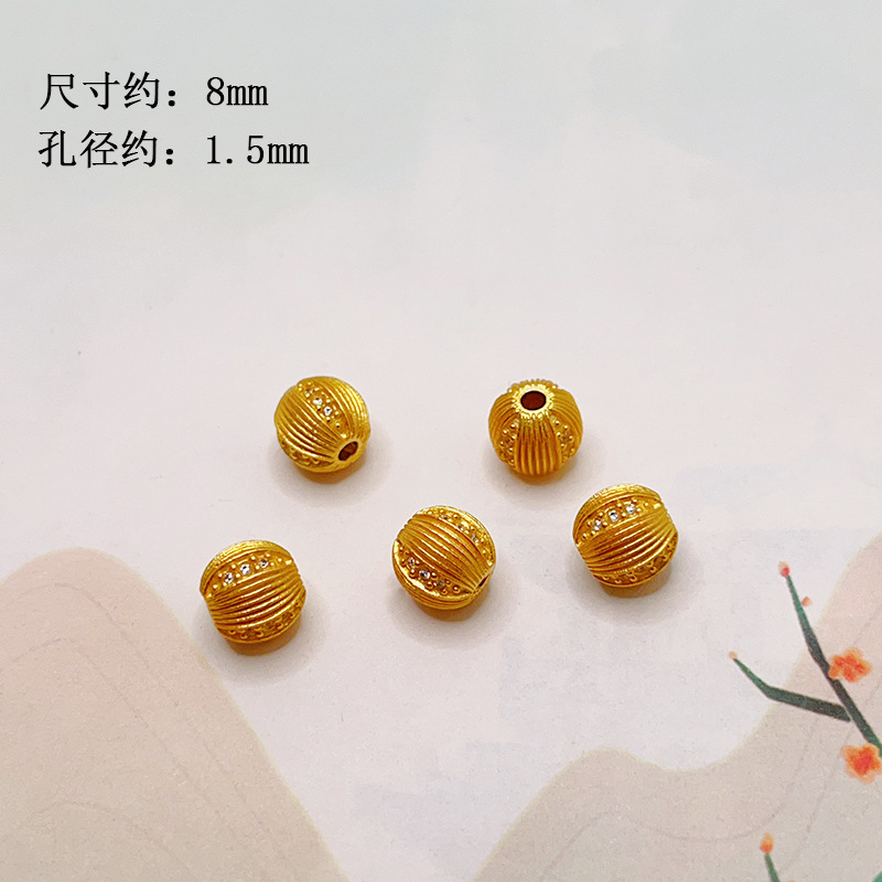 s925 silver gold-plated bow with diamond-studded flower ball, spacer beads, barrel beads, bracelet, necklace, DIY semi-finished accessories wholesale