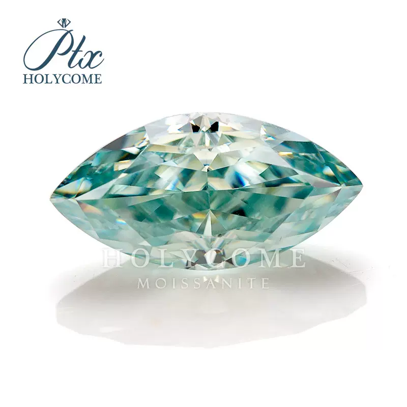 高级感寶石冰花海蓝色莫桑石首饰镶嵌配石裸钻工厂批发带gra宝石