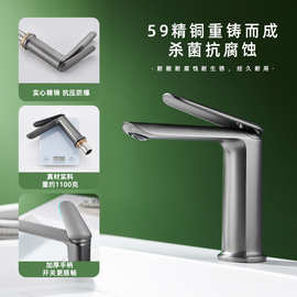 面盆精铜冷热水卫生间加高台上盆家居水龙头洗手盆混水龙头全铜
