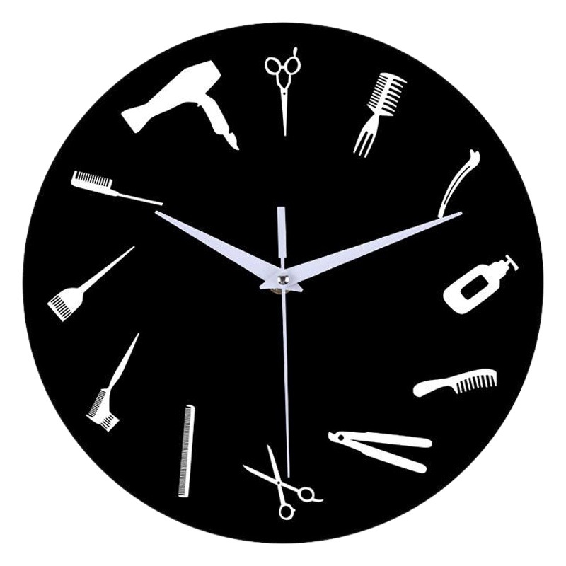 Acrílico mudo reloj decorativo dormitorio sala de estar herramientas de corte de pelo 12 pulgadas creativo personalidad simple reloj de pared
