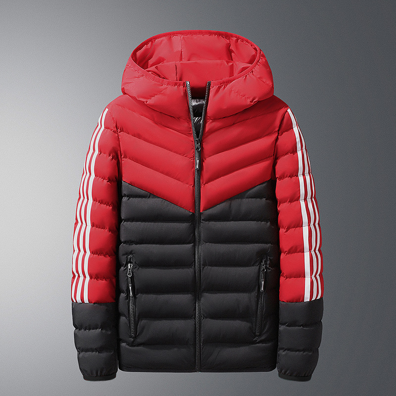 Tres barras transfronterizas chaqueta de algodón de plumón marca de moda de invierno ropa de algodón casual corta chaqueta de algodón ligera con capuchón chaqueta de mujer