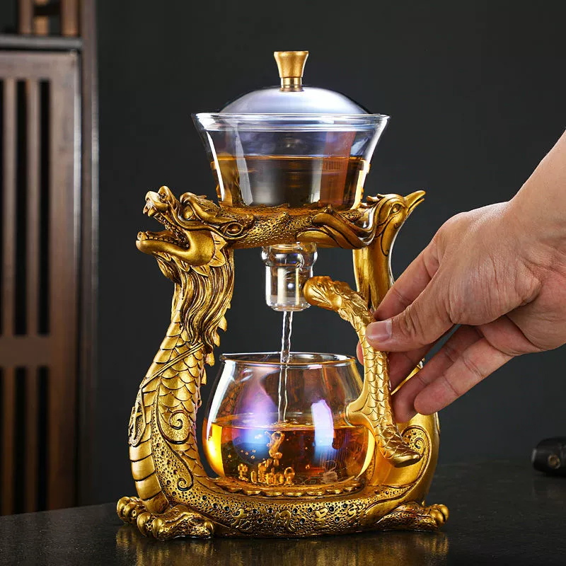 Teapot, creative glass set for home use, dragon and phoenix