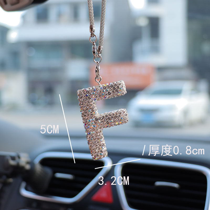 レターカーペンダント セラミック粘土 車のインテリアペンダント レディース ラインストーン 車のバックミラーペンダント ペンダント