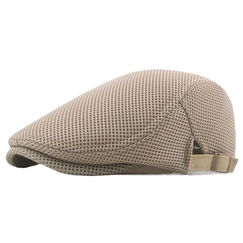 Unisex Hollow mesh cap Breathable beret for women tidal visor for men solid color forward_voghion.com