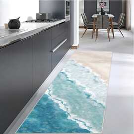 跨境3D效果海浪硅藻泥厨房地垫吸水速干耐磨入户门脚垫可代发