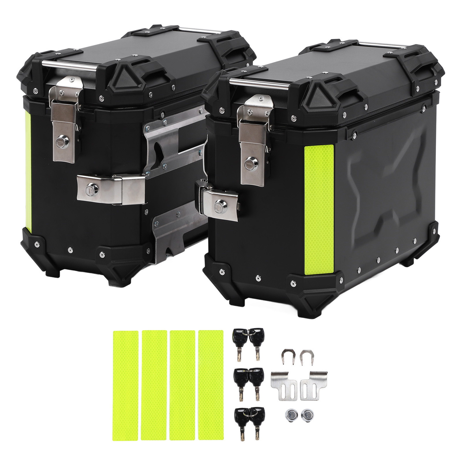 28L/35L Motorcycle Aluminum Alloy Side Box with Large Corner Protection, Waterproof and Anti-Collision, Travel Embossed X-Style Universal Modified Side Box