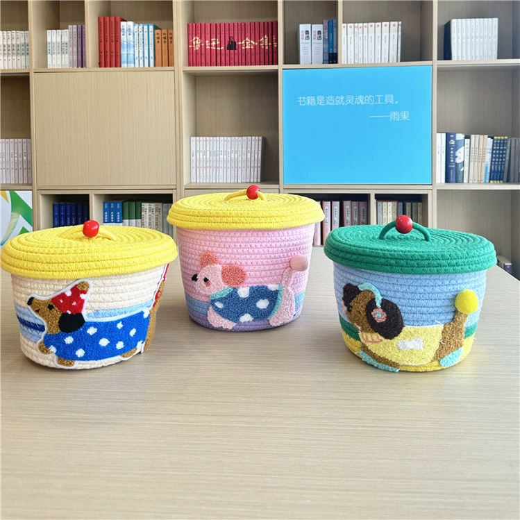 Корзина для хранения, подарок на выписку или на сто дней, корзина для конфет на рождение, коробка для хранения, плетеная из хлопкового каната