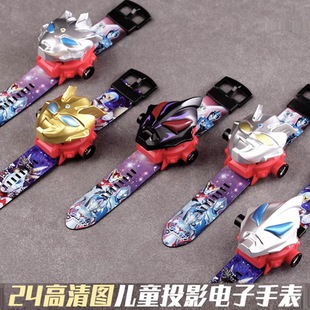 Cartoon Children's Electronic Watch Flip Projection Watch Paw Patrol Spider-Man Sanrio Kurome Toy