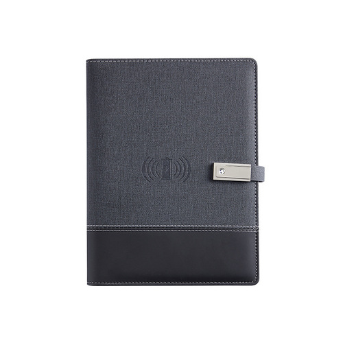Wireless Charging Laptop Set Mobile Power Notebook with USB Flash Drive and Ring Binder Business Gift LOGO Wholesale