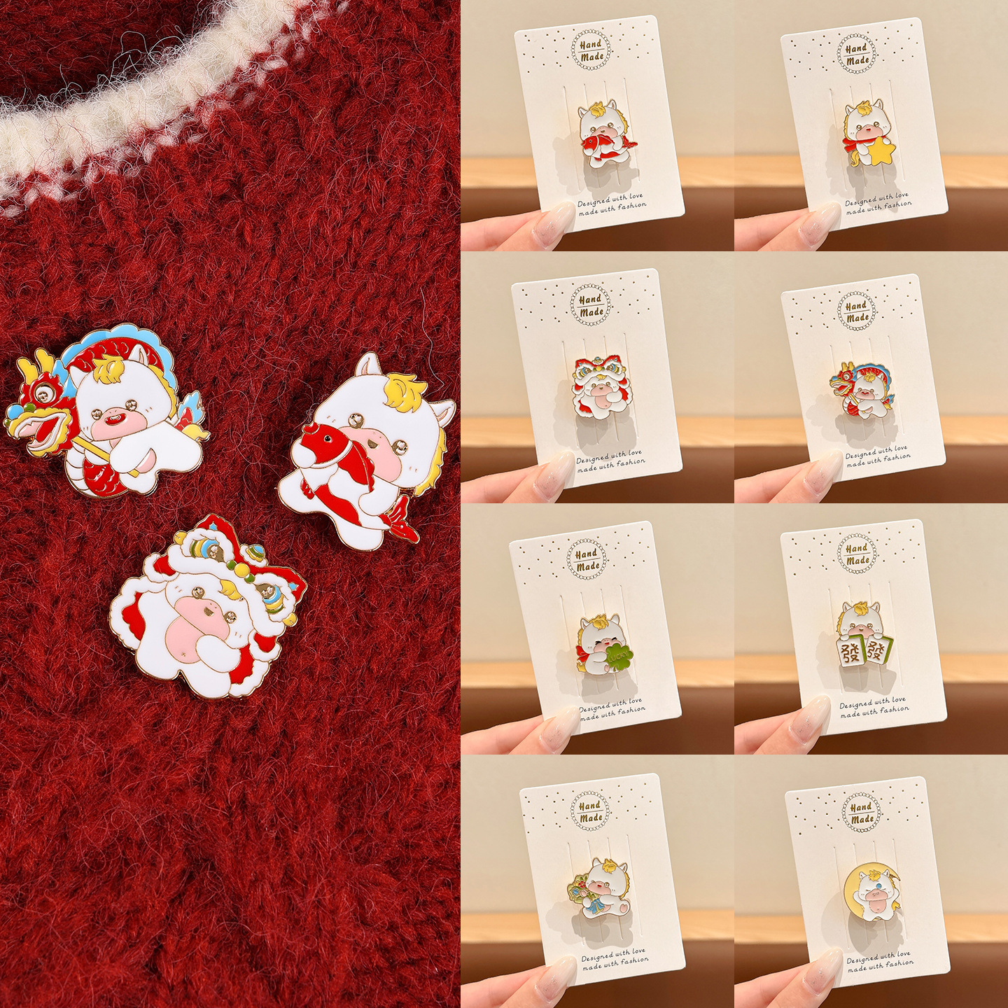 2026 Año Nuevo dibujos animados pony broche insignia año del caballo día de Año Nuevo regalo pequeño para el personal ropa bufandas accesorios