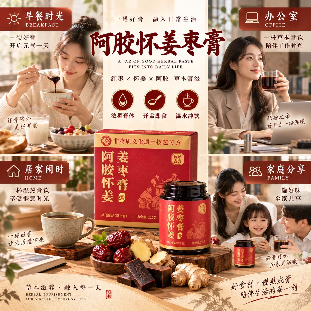 Ginger & Jujube Herbal Paste (Jiang Zao Gao) — Traditional Slow-Simmered Herbal Paste, 220g overview