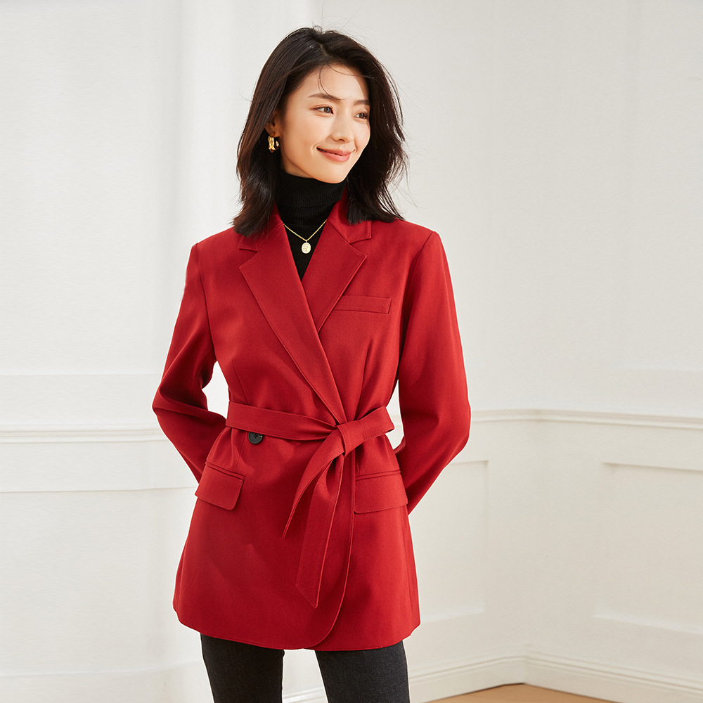 Shenghongchun's New Large-Profile Loose Belt Waist Casual Work Clothing Fashion Korean Style Jacket Suit for Women 12913