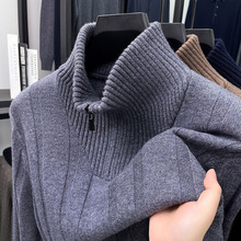 品牌半拉链立领男士100%羊毛衫秋冬季保暖毛衣高端个性时尚针织衫
