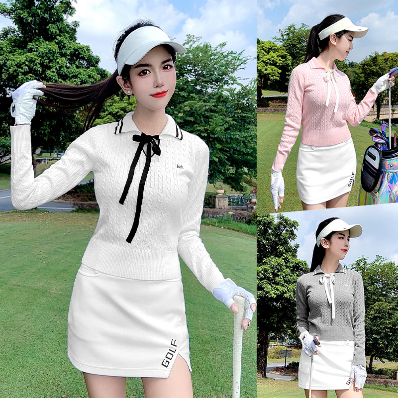 Áo len golf nữ mềm ấm ôm hông, tay dài cổ lọ, họa tiết bướm streamer — YF767 [Dụng cụ truyền phát bướm/Ấm áp/Kẻ sọc mềm] Áo len màu hồng Sakura
