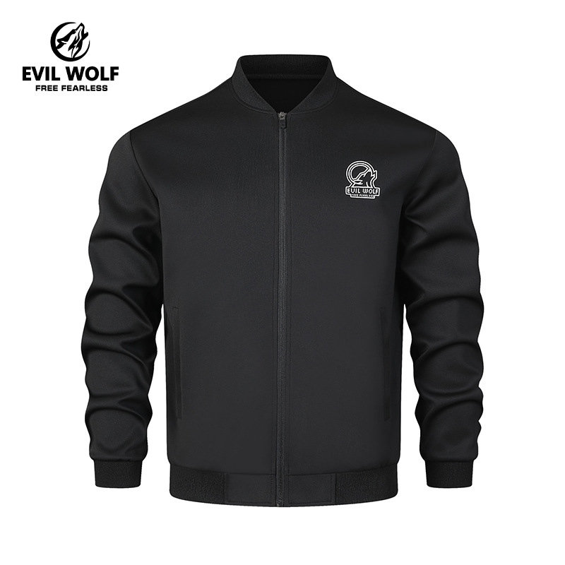 男士休闲针织开衫棒球服涤纶面料纯色韩版简约外套支持团体服定制