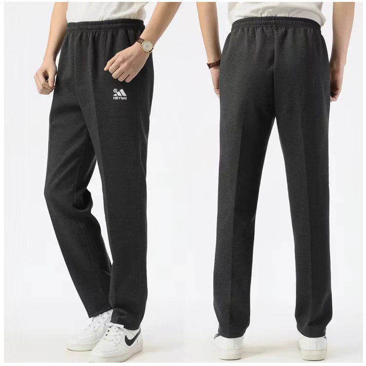 Свободные повседневные брюки прямого кроя для мужчин, осенне-зимний стиль, брюки с эластичным поясом для пожилых мужчин, брюки для папы, мужские спортивные штаны, длинные брюки.