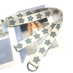 Small Flower Canvas Belt for Women, Decorative Wide Ins Style, Korean Student Cute Simple Versatile Jeans Belt Trend
