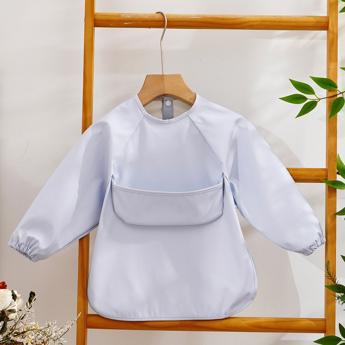 Danés PU impermeable de manga larga para niños mono anti-fouling buena limpieza bebé comiendo babero bebé babero anti-sucio alimentación