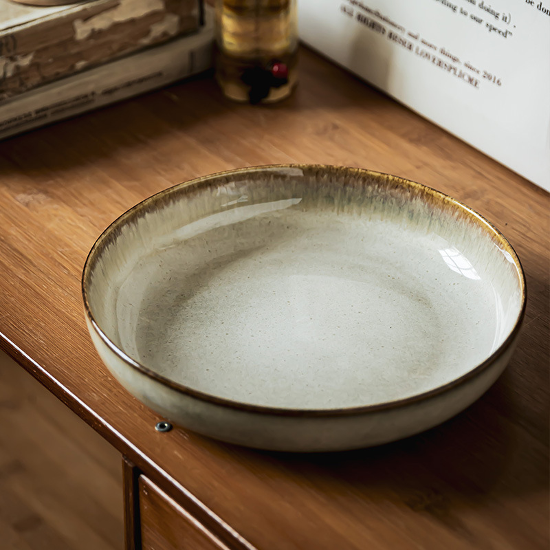 horno retro japonés para el hogar de platos de cerámica de alta calidad, platos de ensalada, platos de filete, platos de frutas, platos de pasta