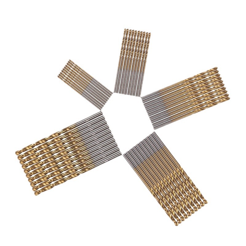 50pc チタンメッキツイストドリルビットセット 1-3 ミリメートル小型ドリルビット電気ドリル掘削セット DIY 木工アイドリルビット|undefined