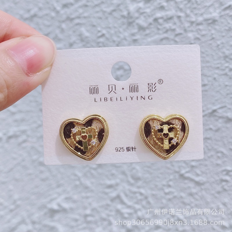 丽银/丽贝丽影复古豹纹耳环秋冬新款时尚几何虎眼石耳坠耳饰女|undefined
